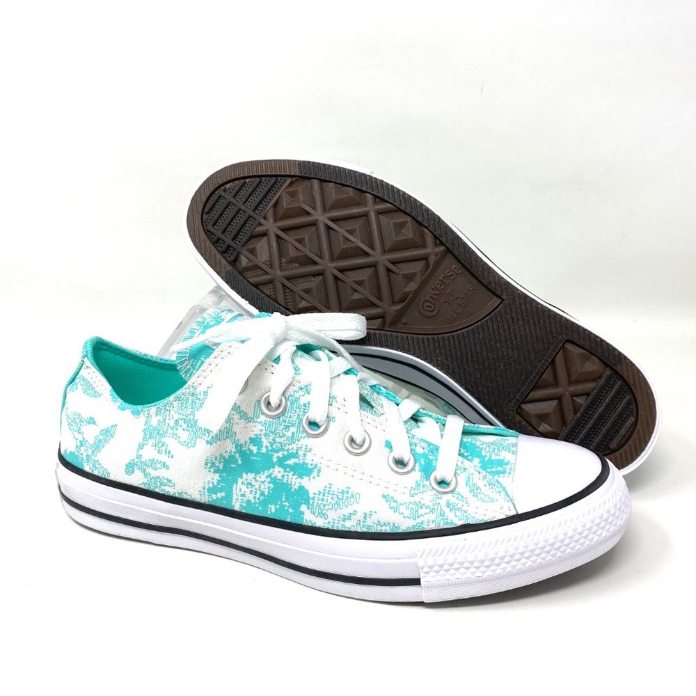 Converse Women's Size 571388F CTAS OX ELECTRIC AQUA WHITE Canvas Low Top Sneaker - Picture 3 of 8